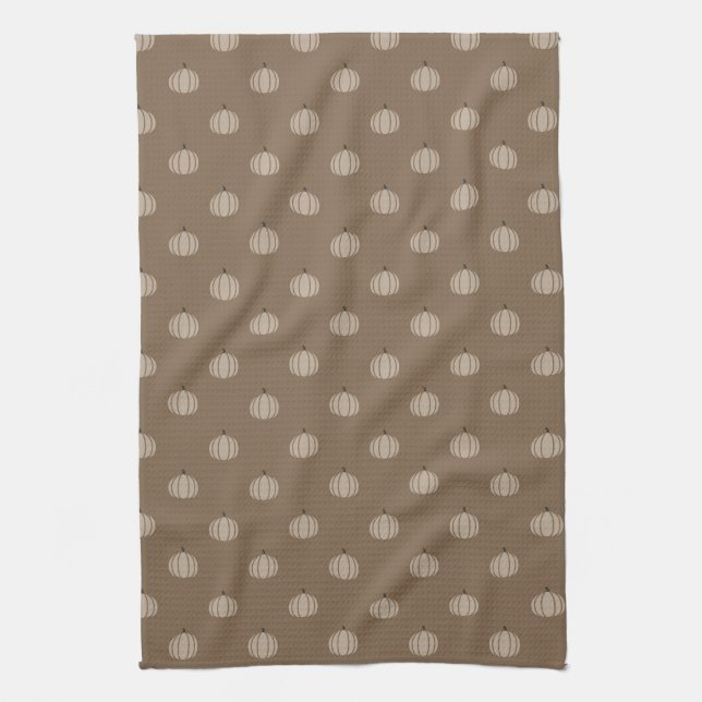 cosy fall pumpkin patterned tea towel (Vertical)
