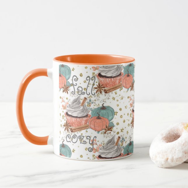 Cosy fall pumpkins orange mug (With Donut)