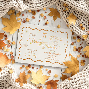 Cosy Fall Retro Sketch Baby Shower  Invitation