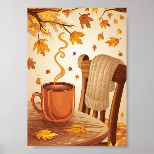 cosy fall scene digital download art poster (Front)