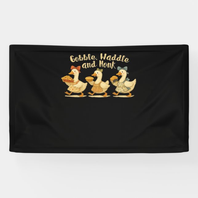 Cosy Fall Season Goose Gobble Waddle Honk Cute Cot Banner (Horizontal)