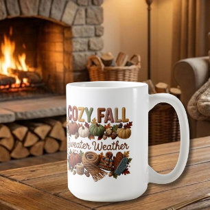 Cosy Fall Sweater Weather Yarn Art Coffee Mug