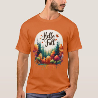 Cosy Fall Vibes Watercolor Pumpkins Autumn Flowers T-Shirt