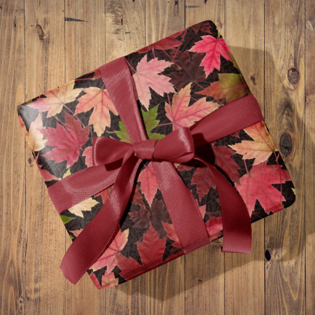 Cosy Falling Leaves All Occasion Wrapping Paper (Cozy Falling Leaves All Occasion Wrapping Paper
Beautiful maple leaves in red, pink, green, gold.)