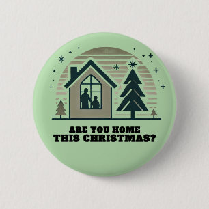 Cosy Family Christmas Home Scene Decor Art 6 Cm Round Badge