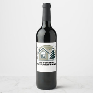Cosy Family Christmas Home Scene Decor Art Wine Label