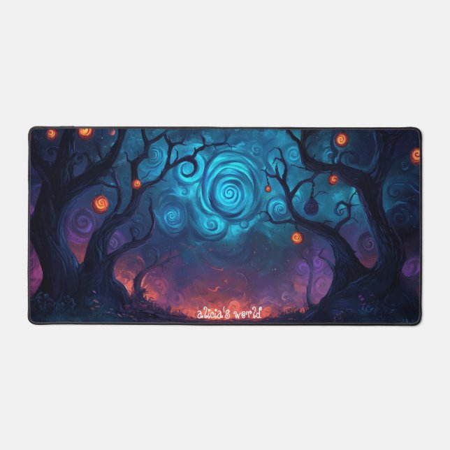 Cosy Fantasy Village Surrounded by Pine Forest Desk Mat (Front)