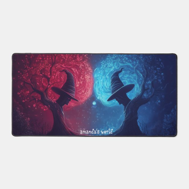 Cosy Fantasy Village Surrounded by Pine Forest Desk Mat (Front)