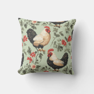 Cosy farm-inspired chicken pattern for cosy spaces cushion