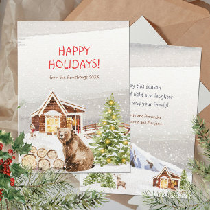 Cosy Farmhouse Christmas Bear Animal Holiday Card