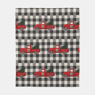 Cosy Farmhouse Red Truck Route 66 Winter Throw Fleece Blanket