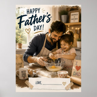 Cosy Father Daughter Baking Poster Print