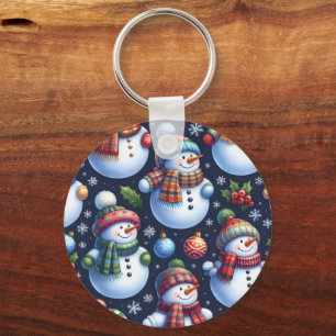 Cosy Festive Snowman Key Ring