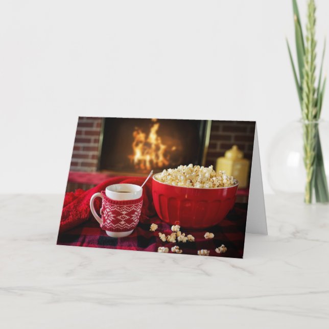 Cosy Fire Warm Wishes For Customers Holiday Card (Front)