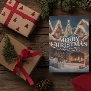 Cosy Fireplace Christmas Card 