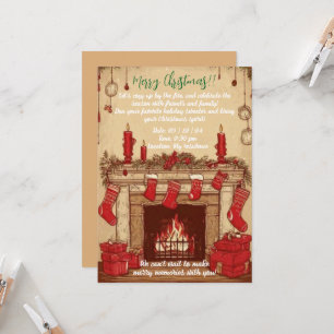 Cosy Fireplace Christmas Invitation