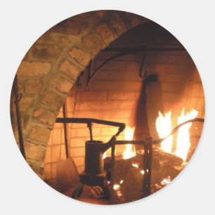Cosy Fireplace Classic Round Sticker