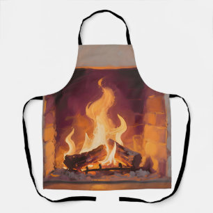 Cosy Fireplace Flames Apron