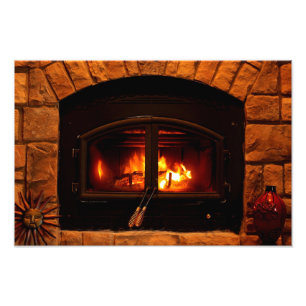 Cosy fireplace photo print. print