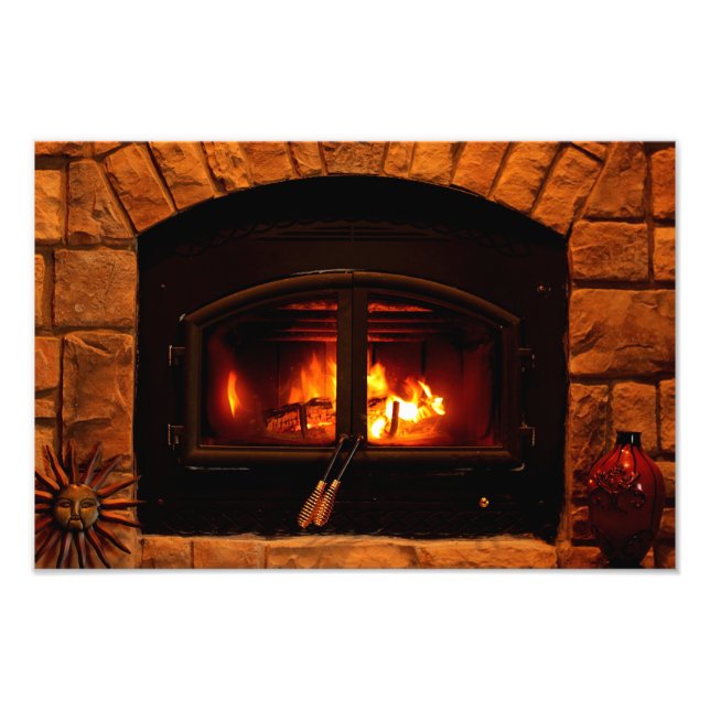 Cosy fireplace photo print. print (Front)