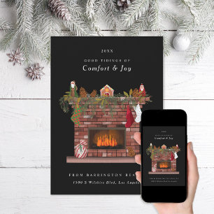 Cosy Fireplace Realtor Corporate Holiday Card