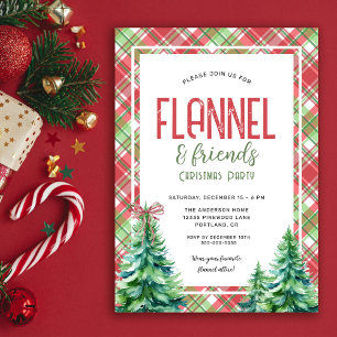 Cosy Flannel and Friends Christmas Party Invitation