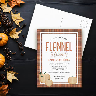 Cosy Flannel and Friends Friendsgiving Dinner Holiday Postcard