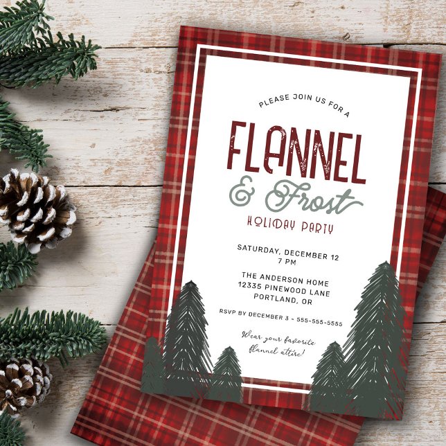 Cosy Flannel and Frost Christmas Holiday Party Invitation (Creator Uploaded)