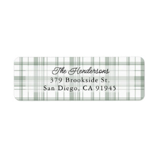 Cosy Flannel Plaid Christmas Address Label - Green