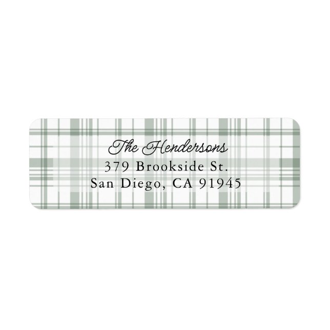 Cosy Flannel Plaid Christmas Address Label - Green (Front)