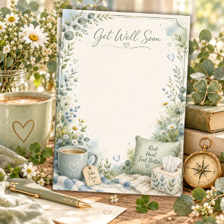 Cosy Floral Get Well Soon Comfort Cottagecore Thank You Card