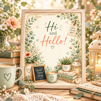 Cosy Floral Hi and Hello Positive Vibes Greeting Thank You Card