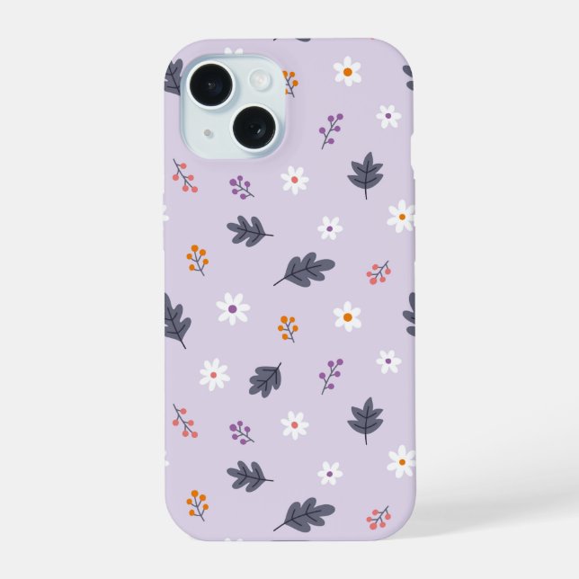 Cosy Floral Pattern iPhone 15 Case (Back)