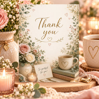Cosy Floral Thank You Cottagecore Greeting Card