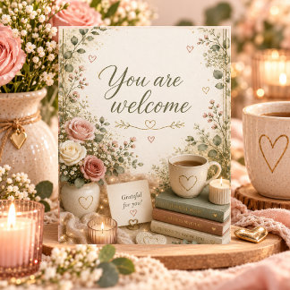 Cosy Floral You Are Welcome Cottagecore Greeting Thank You Card