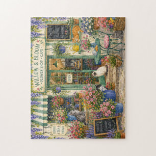 Cosy Flower Shop Café Cats Watercolor Jigsaw Puzzl Puzzle
