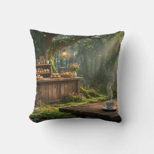 Cosy Forest Bakery Throw Pillow