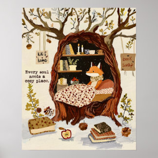 Cosy Fox Cottagecore Wall Art