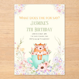 Cosy Fox Flower Forest Magical Birthday Invitation