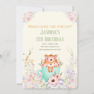 Cosy Fox Flower Forest Magical Birthday Invitation