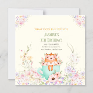 Cosy Fox Forest Magical Floral Birthday Invitation
