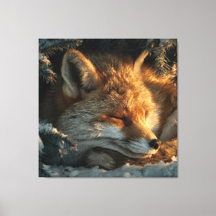 Cosy Fox in Snow Canvas Print