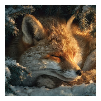 Cosy Fox in Snow Photo Print
