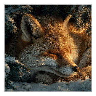 Cosy Fox in Snow Poster