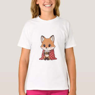Cosy Fox Wrapped in Polka Dot Blanket Kids T-Shirt