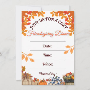 Cosy Friendsgiving Dinner Art Invitation
