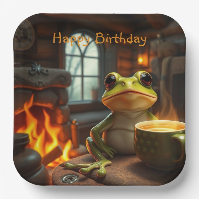Cosy Frog Paper Plate (Front)