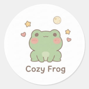 Cosy Frog Sticker   Cute Kawaii Pastel Frog