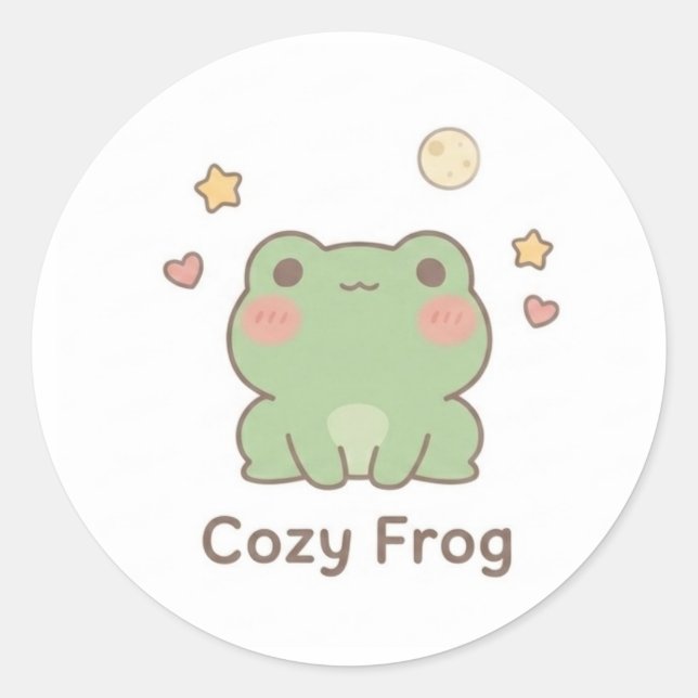 Cosy Frog Sticker | Cute Kawaii Pastel Frog (Front)