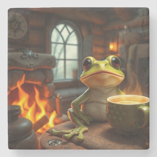Cosy Frog Stone Coaster (Front)